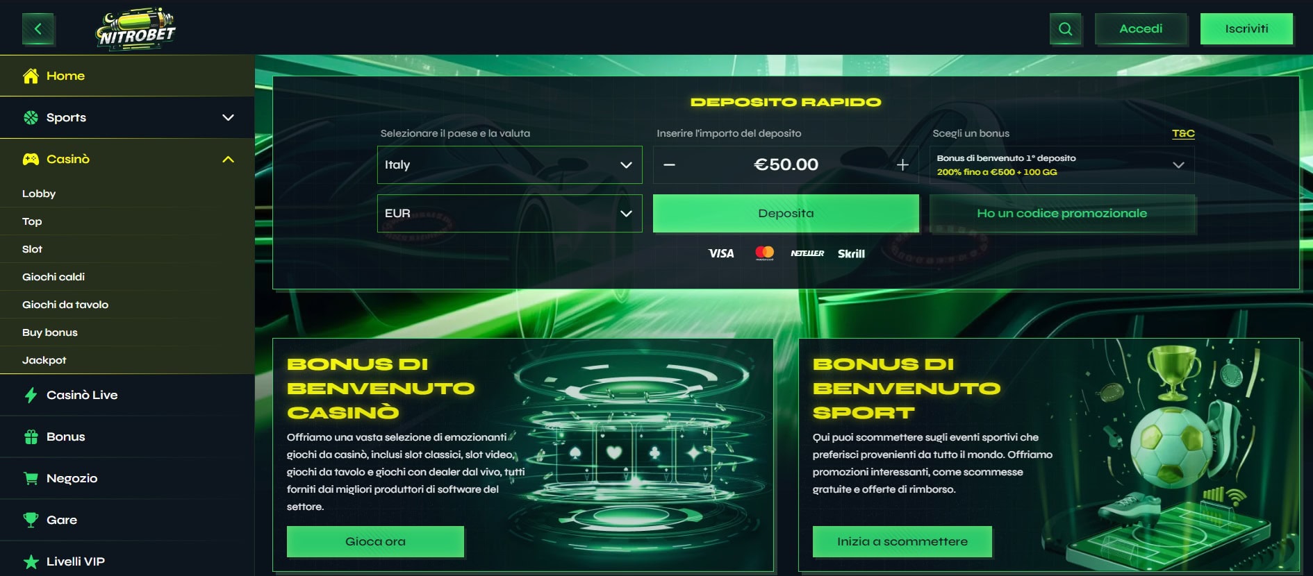 casinò stranieri online Nitrobet